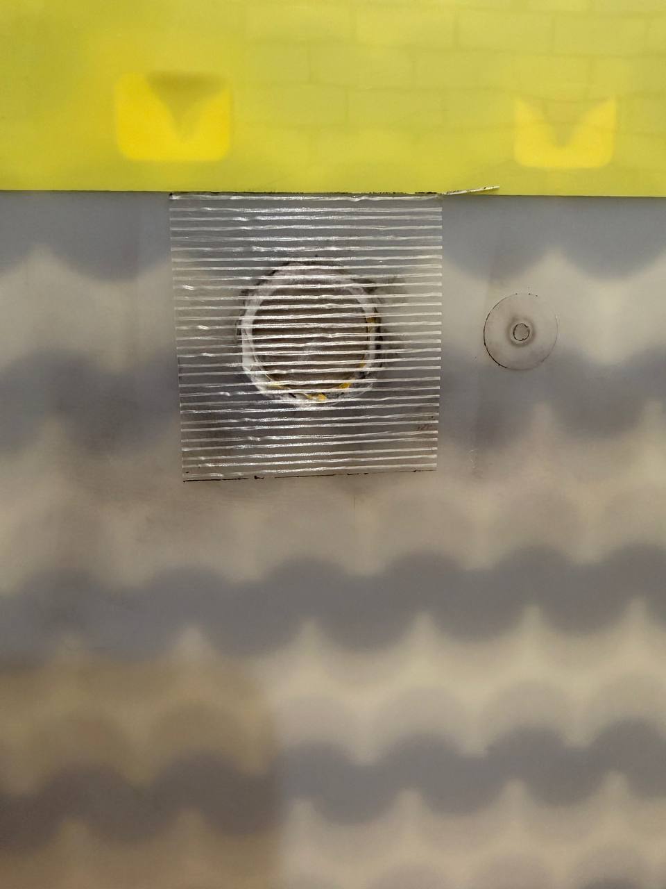 After the replacement: the hole is welded shut with an aluminum patch
